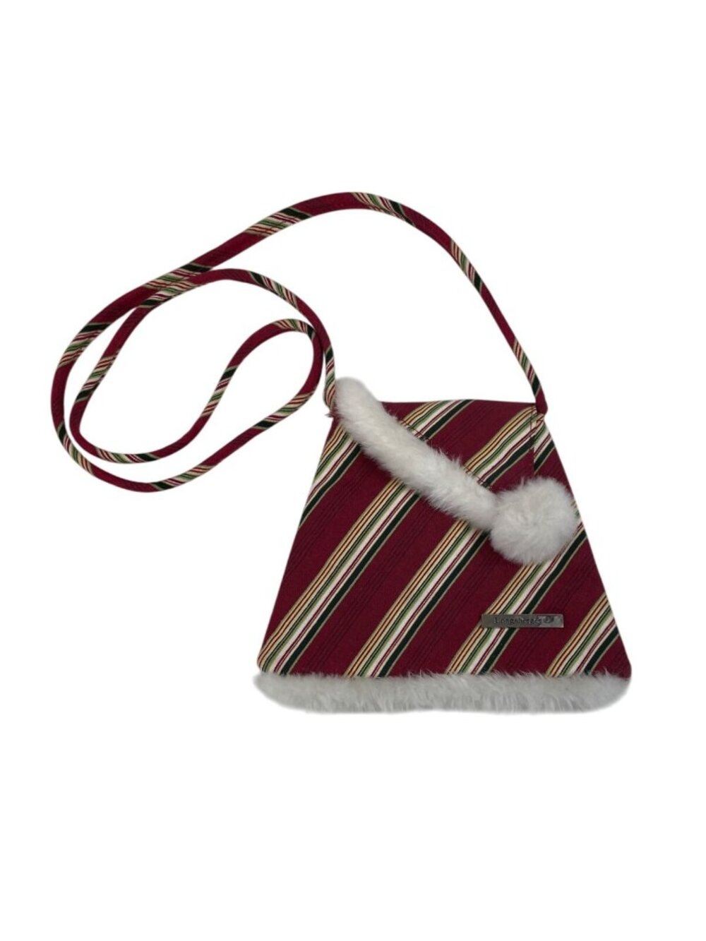 Longaberger Holiday Stripe Homestead Crossbody Purse Faux Fur - Picture 1 of 12